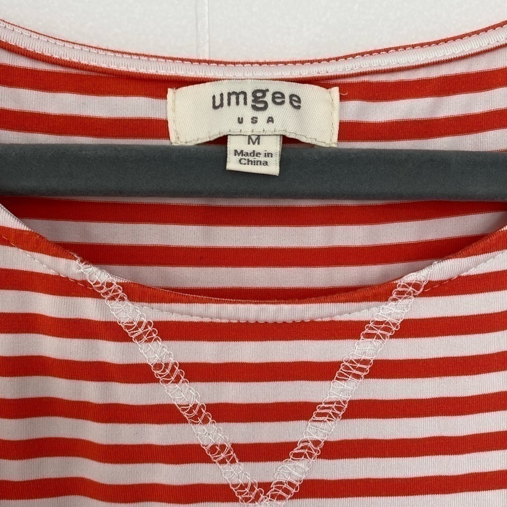 Umgee Womens Scoop Neck Cold Shoulder Sleeve Pink & White Stripe Top Wit… - Picture 4 of 6